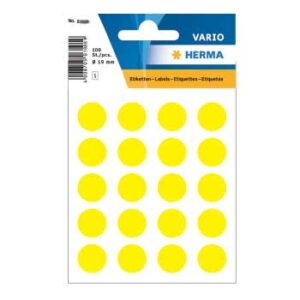 Etiquetas Redondas 19mm Amarelo Herma1884 100un