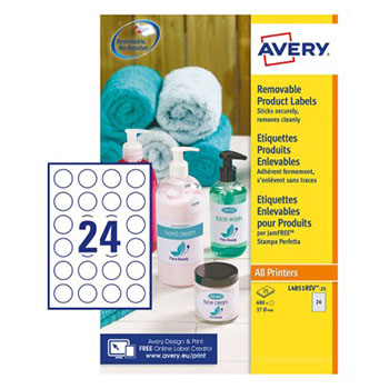 Etiquetas Redondas Removíveis 37mm Avery 25 Folhas 600un