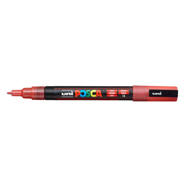 Marcador Uniball Posca PC-3ML 0,9mm Vermelho Glitter(L1) 1un