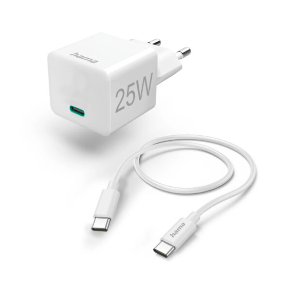 Carregador USB-C PD 25W Rápido Cabo 1,5m Branco