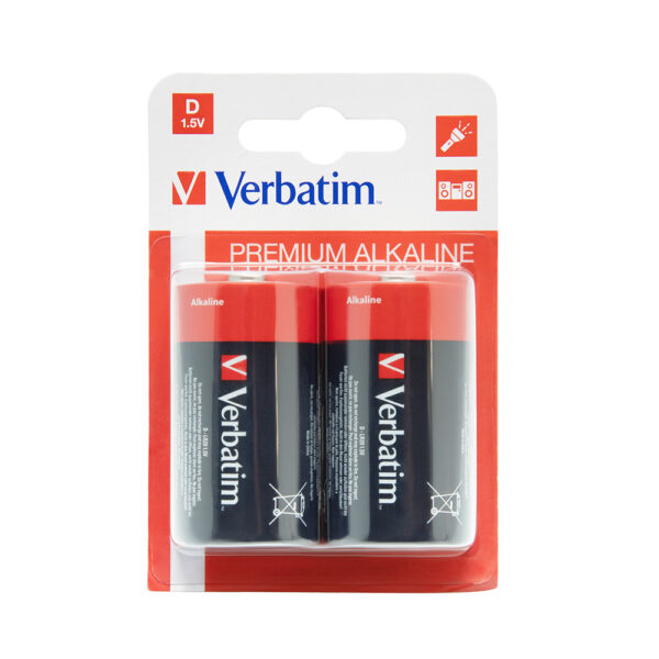 Pilhas LR20 / D Alcalinas 1.5V 18000mAh Verbatim 49923 2un