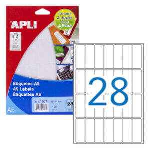 Etiquetas 20x50 Apli 01867 15 Folhas A5 420un