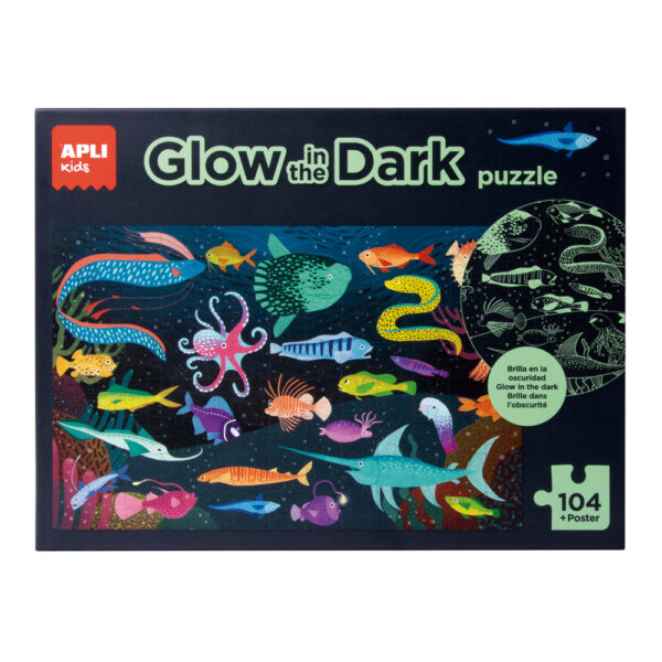 Jogo Educativo Puzzle Apli Fluorescente Oceano 104 Peças