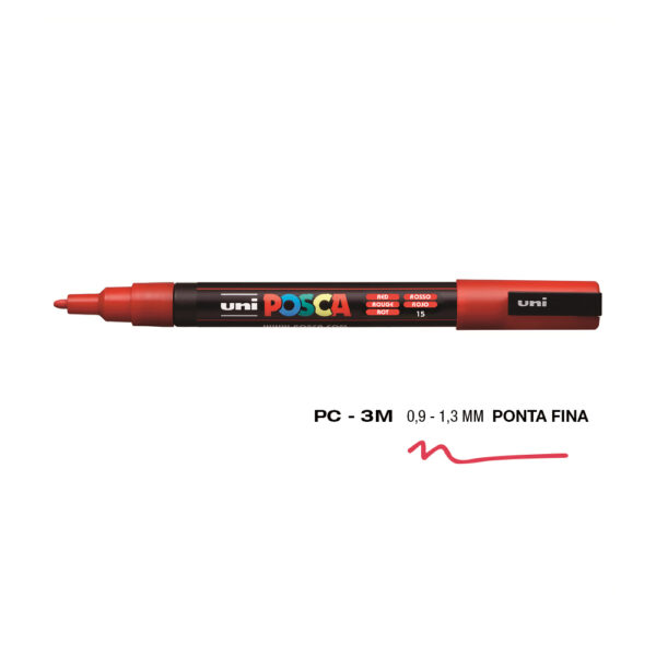 Marcador Uniball Posca PC-3M 0,9mm Vermelho 1un