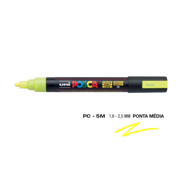 Marcador Uniball Posca PC-5M 1,8mm Amarelo Fluor (F2) 1un