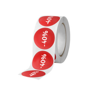 Etiquetas Promocionais Redondas -40% Rolo c/400 un Vermelho