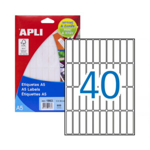 Etiquetas 13x50 Apli 01863 15 Folhas A5 600un