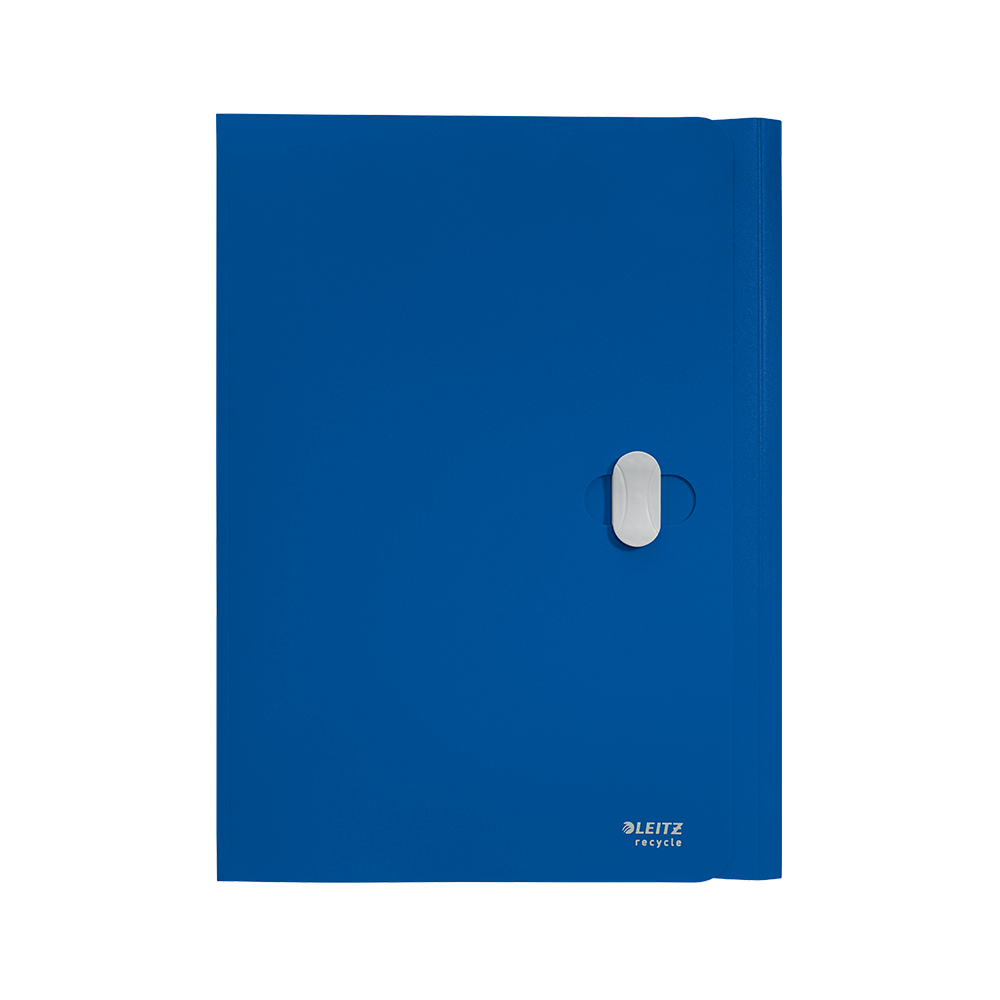 Pasta Plástico Recycle c/Fecho A4 3 Abas Azul
