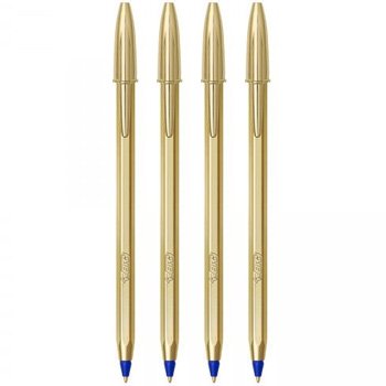 Esferográfica BIC Edição Especial Azul 1mm Dourado 4un