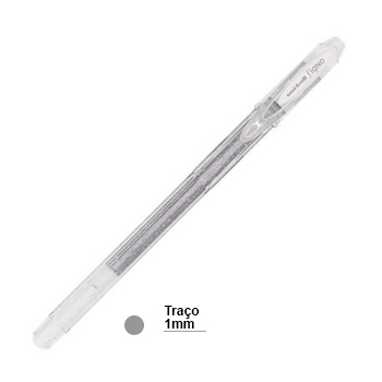 Esferográfica Gel Uni Signo Sparkling UM120SP Prata 1mm 1un