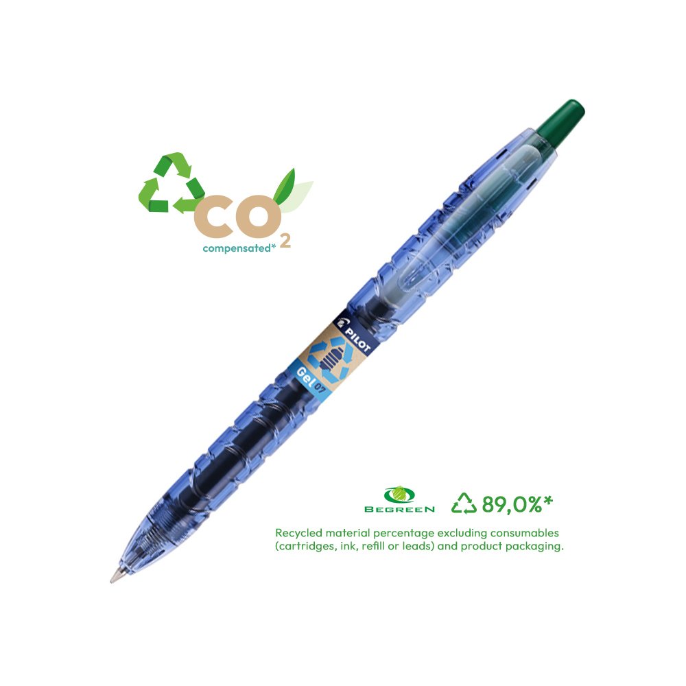Esferográfica Gel Pilot B2P BeGreen Retrátil Verde 0,7mm 1un