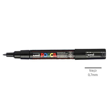 Marcador Uniball Posca PC-1M 0,7mm Preto (24) 1un
