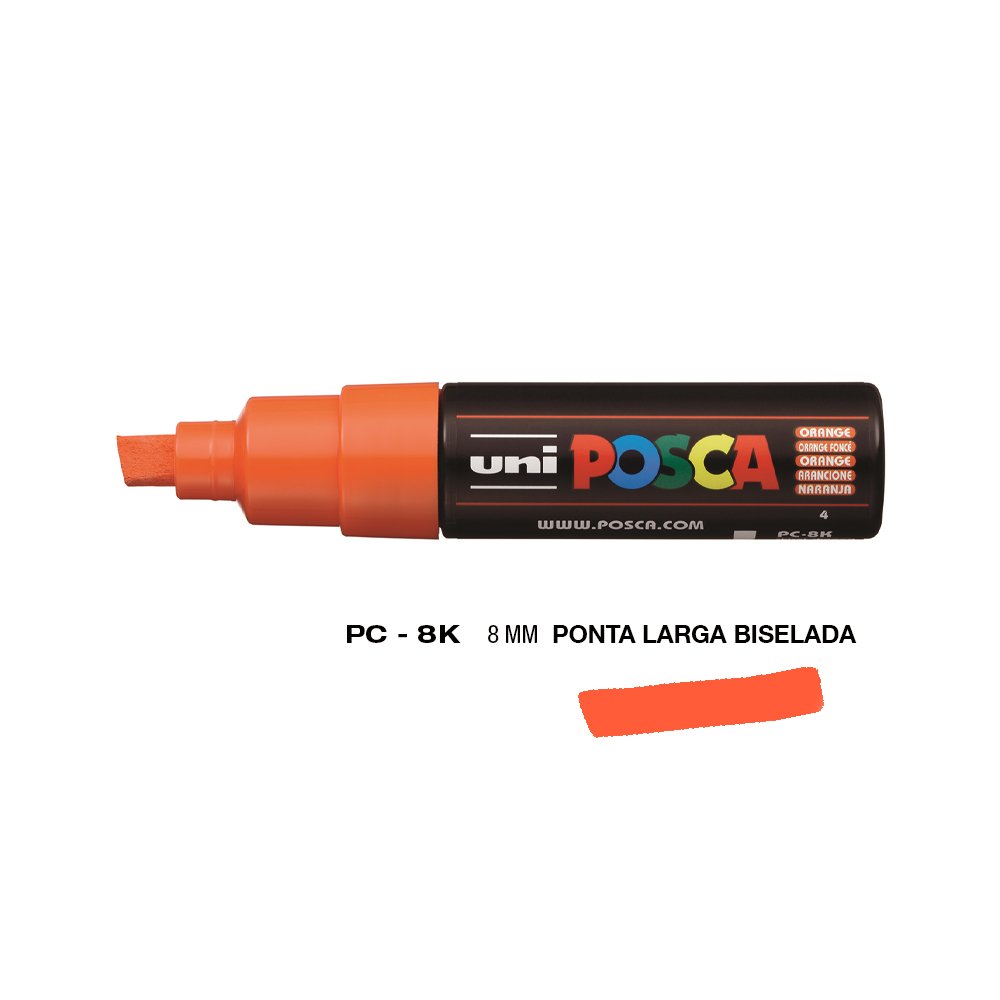 Marcador Uniball Posca PC-8K 8mm Laranja (4) 1un