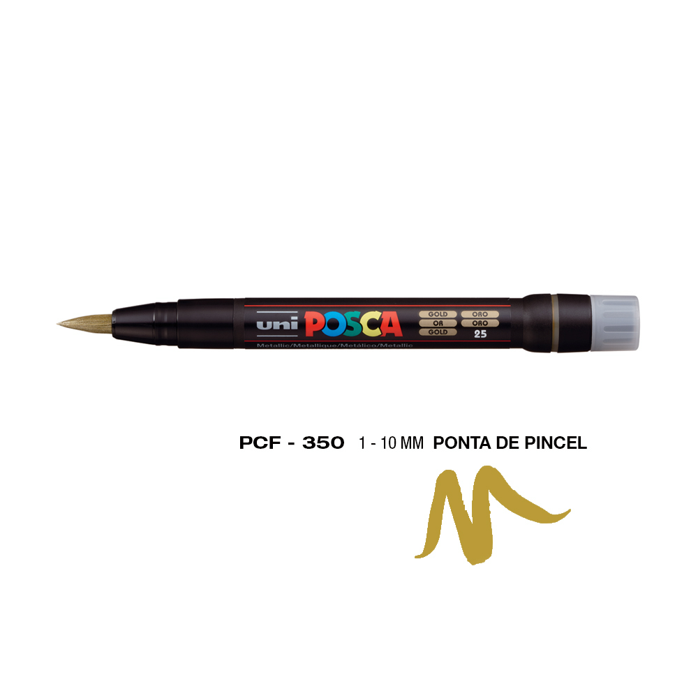 Marcador Uniball Posca PCF-350 1-10mm Ouro (25) 1un