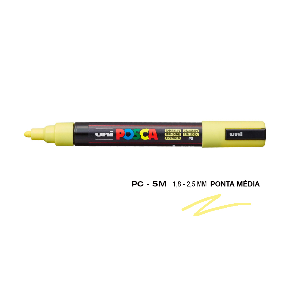 Marcador Uniball Posca PC-5M 1,8mm Amarelo Sunshine (P2) 1un