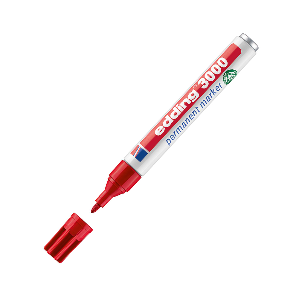 Marcador Permanente Grosso Edding 3000 1,5-3mm Vermelho 1un