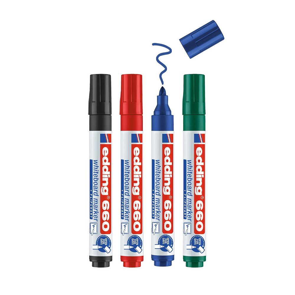 Marcador Quadros Brancos Recarregável Edding 660 4 Cores 4un