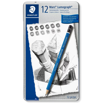 Lápis Grafite 100 G12 STAEDTLER Mars Lumograph Cx Metal 12un