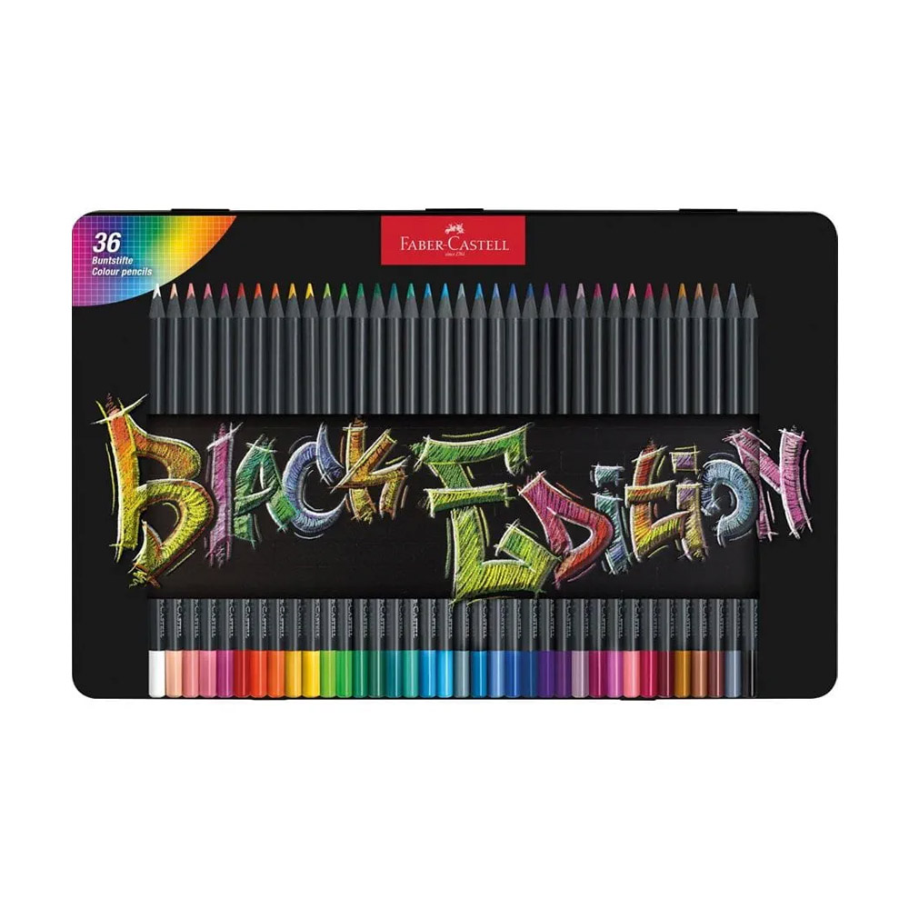 Lápis Cor 36un Cx Metal Faber-Castell Black Edition 18cm
