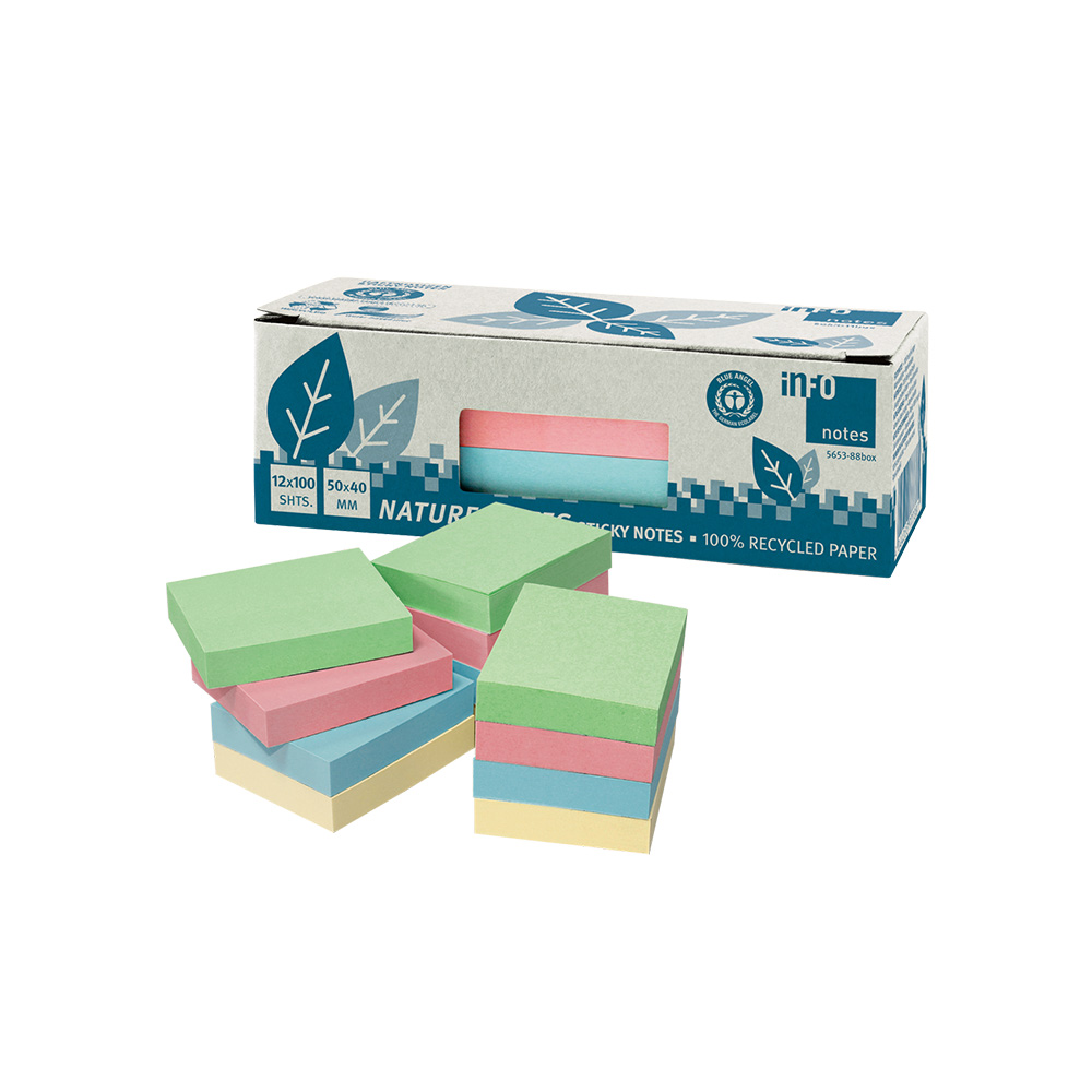Bloco Notas Aderentes 050x040mm Reciclado 4 Cores 100F 12un