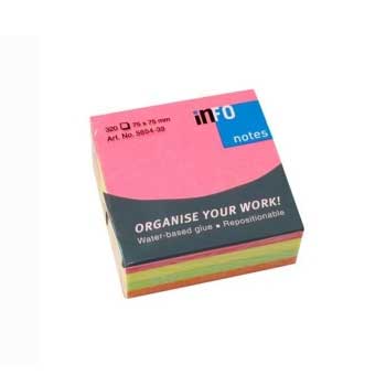 Bloco Notas Aderentes 075x075mm Néon 100 Folhas