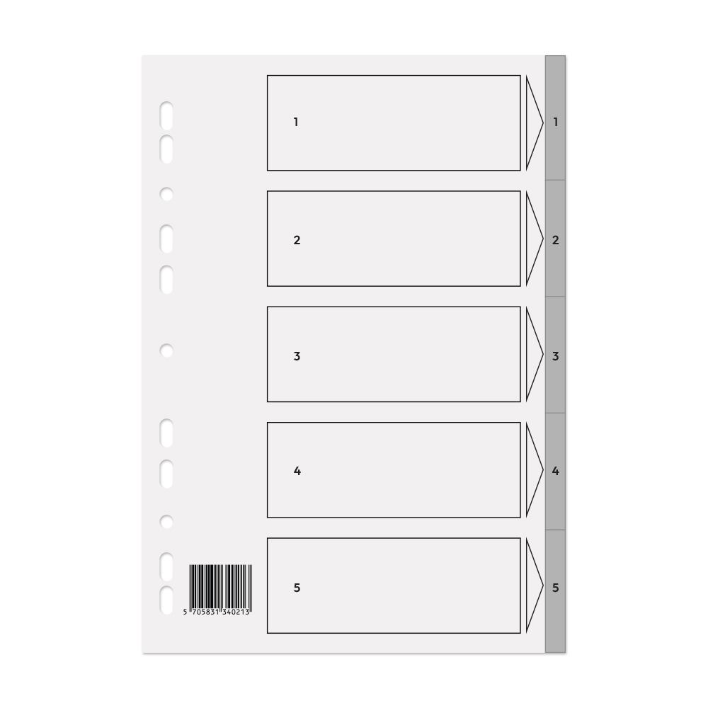 Separadores A4 Plástico Numerados (1 a 5)