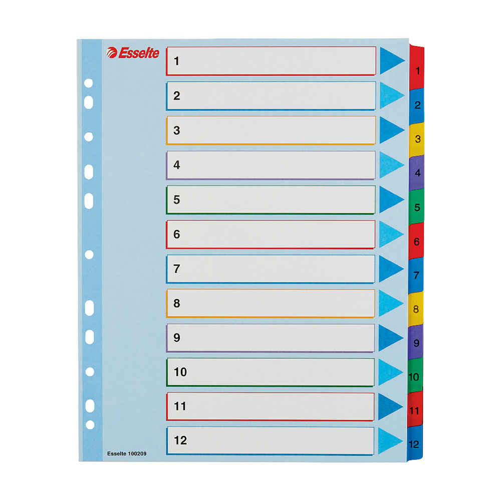 Separadores A4 Extra Largo Cartolina Regravável (1 a 12)