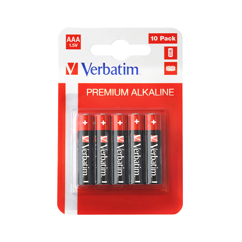 Pilhas AAA LR03 Alcalinas 1.5V 1300mAh Verbatim 49874 10un