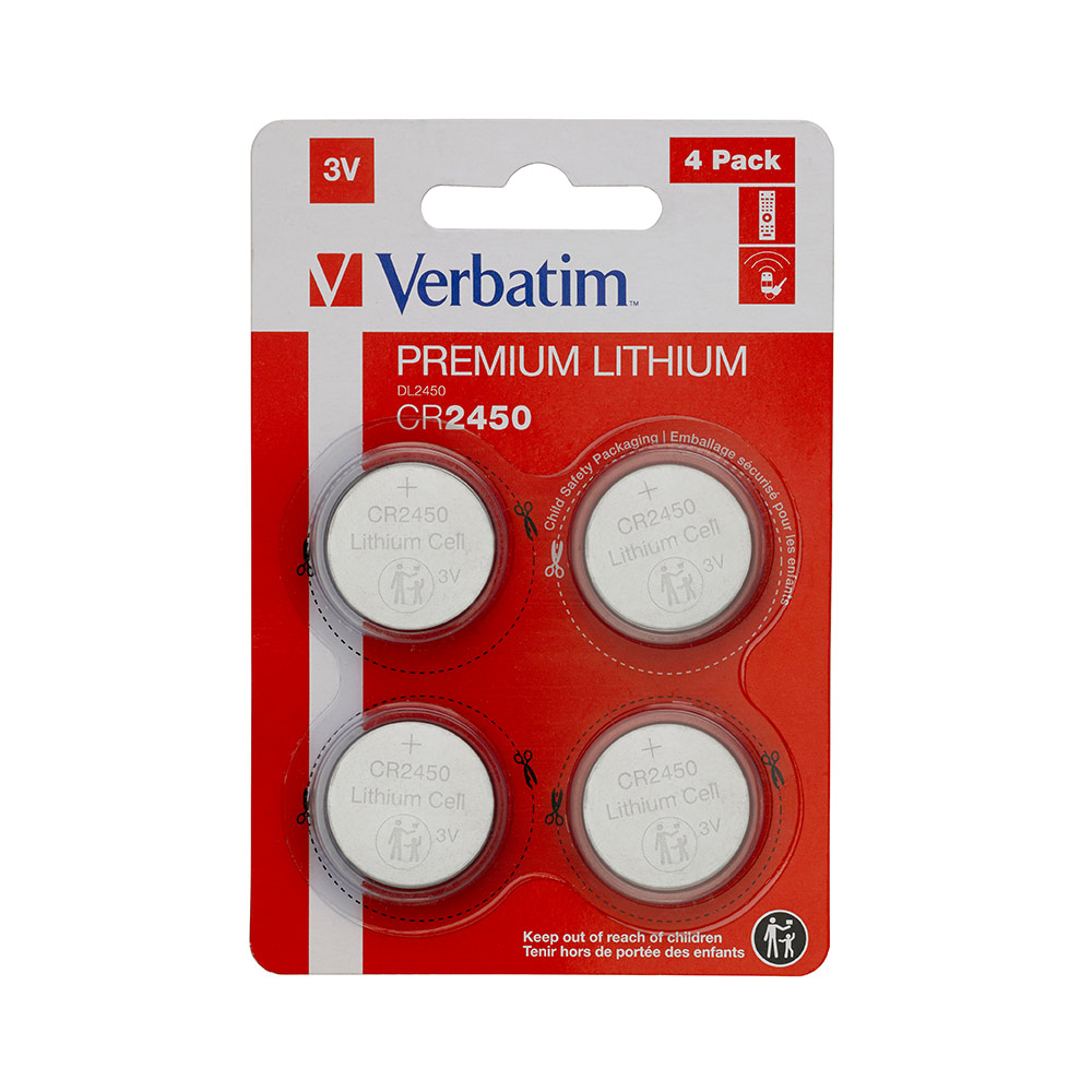 Pilhas CR2450 Lithium 3V 500mAh Verbatim 49535 4un