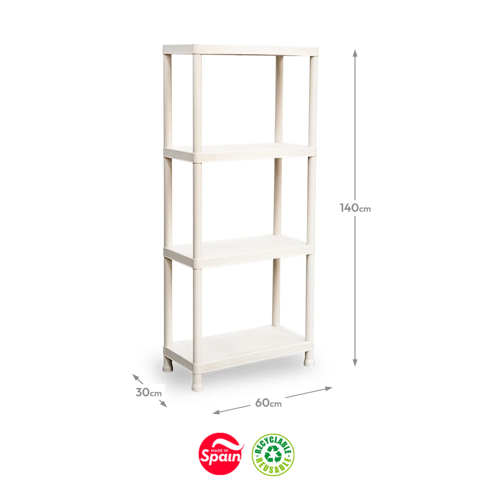 Estante 4 Prateleiras Stack 30x60x140cm Bege