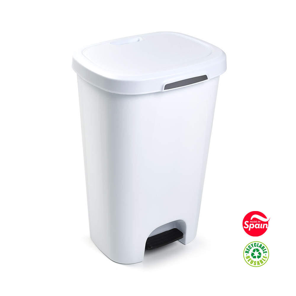 Contentor 50L Plástico Branco com Pedal