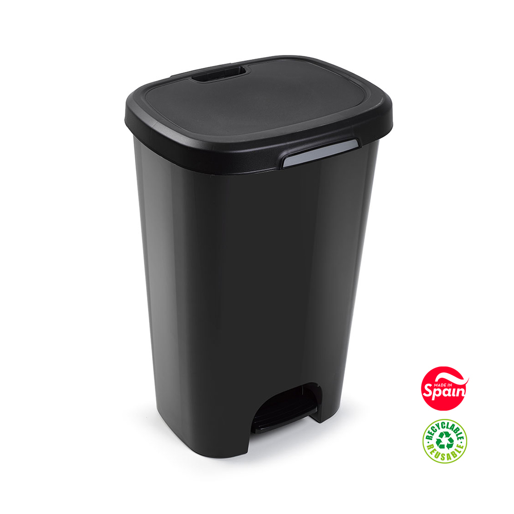 Contentor 50L Plástico Preto com Pedal