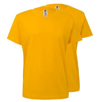 T-Shirt Criança Algodão 155g Amarelo Tamanho 12/14 Pack 2un