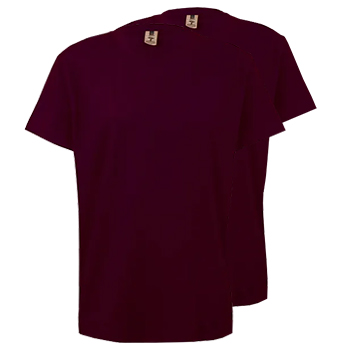 T-Shirt Criança Algodão 155g Bordeaux Tamanho 7/8 Pack 2un