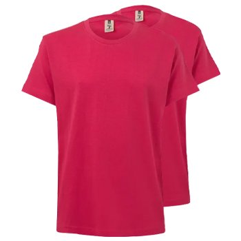 T-Shirt Criança Algodão 155g Rosa Forte Tamanho 5/6 Pack2
