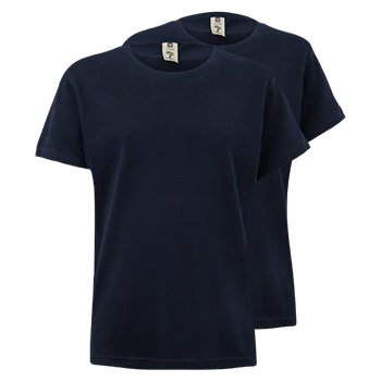 T-Shirt Criança Algodão 155g Azul Navy Tamanho 9/11 Pack 2un