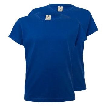 T-Shirt Criança Algodão 155g Azul Índigo Tamanho 9/11 Pack2