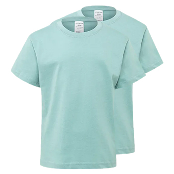 T-Shirt Criança Algodão 155g Verde Pastel Tam 7/8 Pack 2un