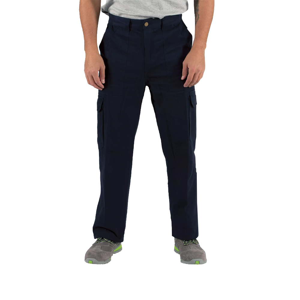 Calças Sarja Multibolsos Unissexo Tamanho L Azul Escuro