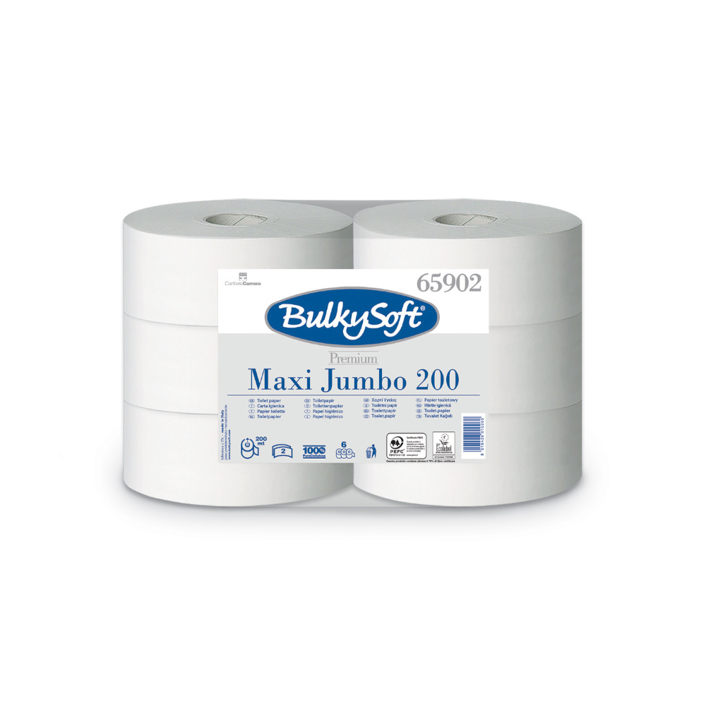 Papel Higiénico (Jumbo) 200mts 2Fls Bulkysoft Ex.Central 6un