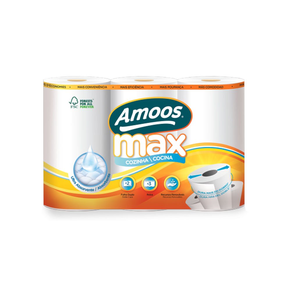 Rolo Cozinha 21,6mx22,4cm 41g 2Fls AMOOS Picotado 3un