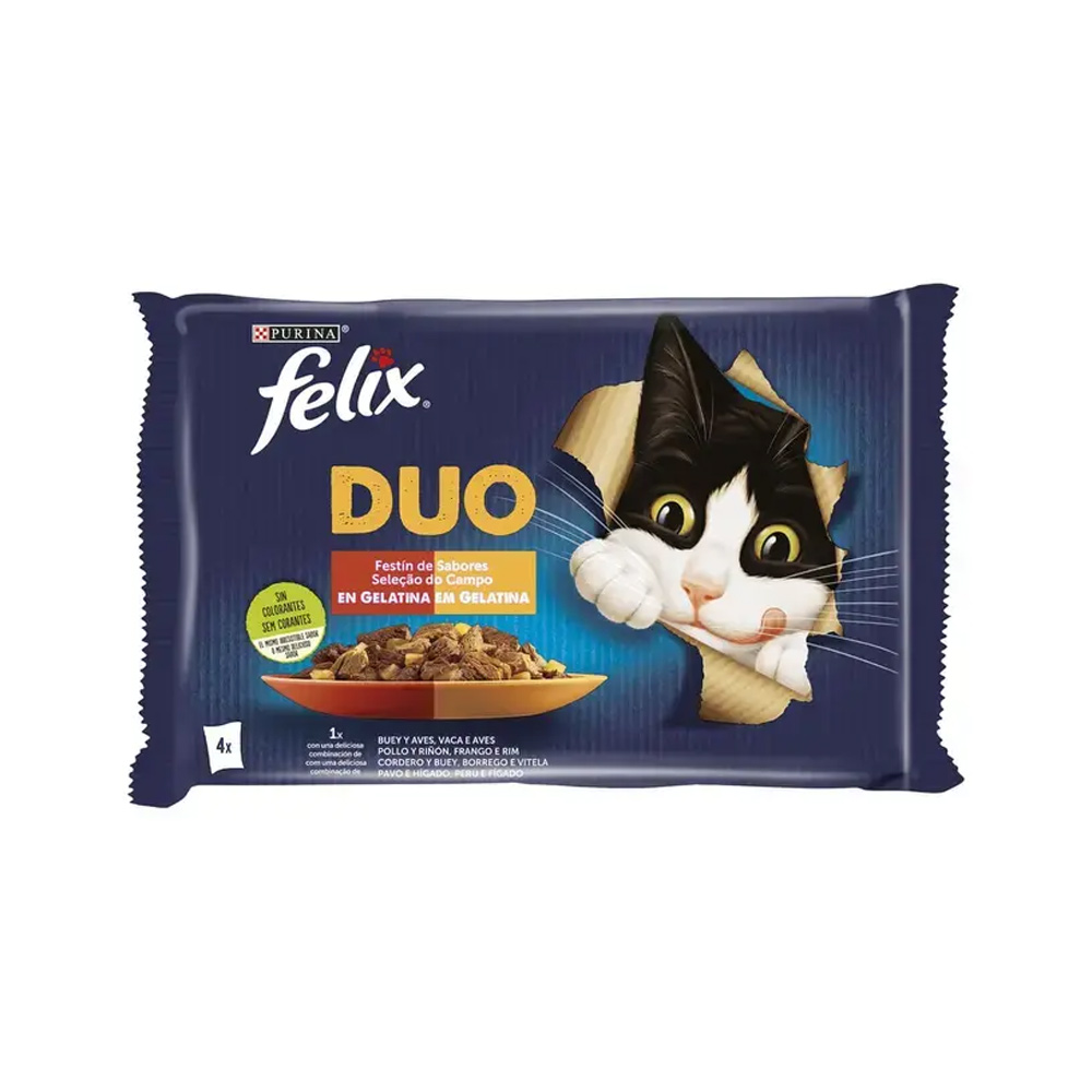 Alimento Húmido para Gato Duo Felix Fantastic Carne 4x85gr