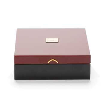 Caixa Vazia com 6 Compartimentos de Chá em Madeira Bordeaux