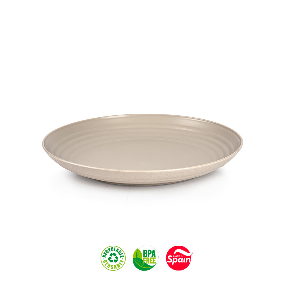 Pratos 25cm Plástico Reutilizável Classic Redondo Bege 1un