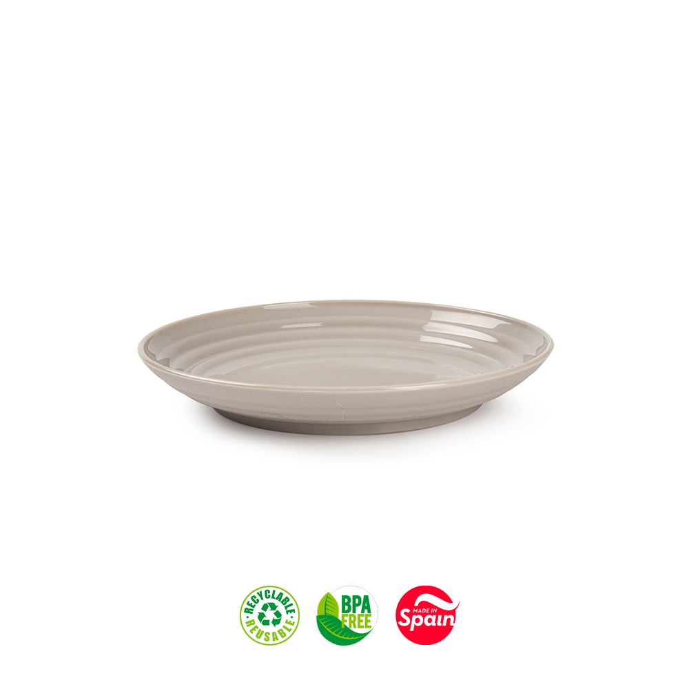Pratos 16cm Plástico Reutilizável Classic Redondo Bege 1un
