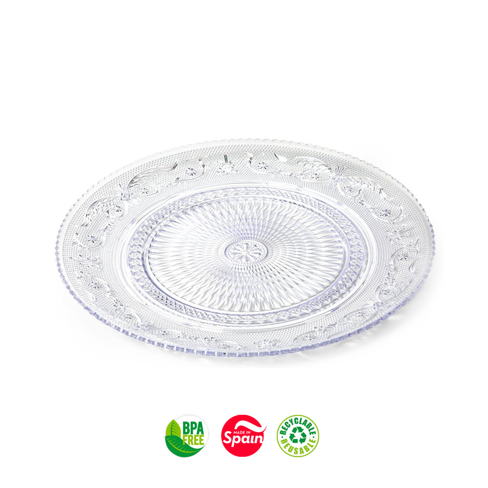 Pratos 18cm Plástico Reutilizável Cristal Transparente 1un