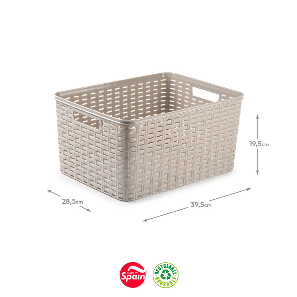 Caixa Arrumação Rattan Nº5 18L Bege