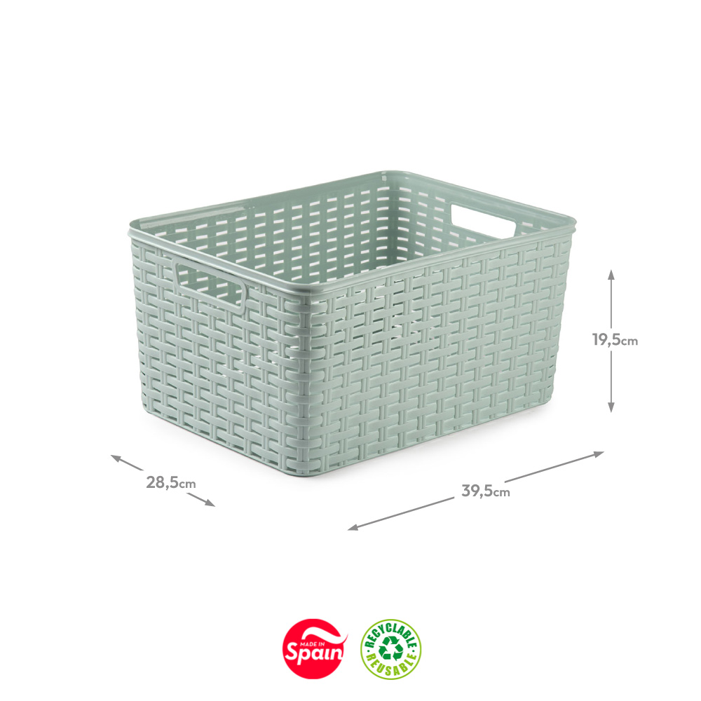 Caixa Arrumação Rattan Nº5 18L Verde Pastel