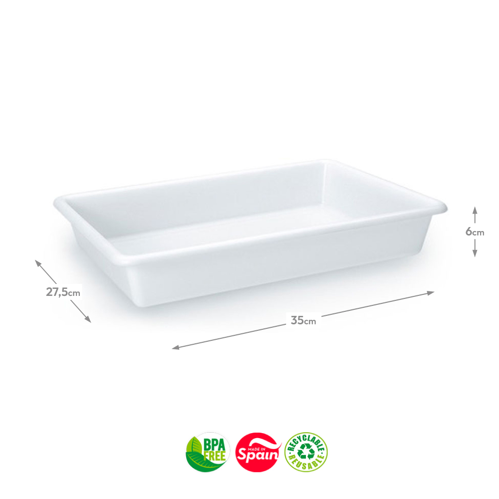 Tabuleiro Hotelaria 35x27,5x6cm 4L Branco