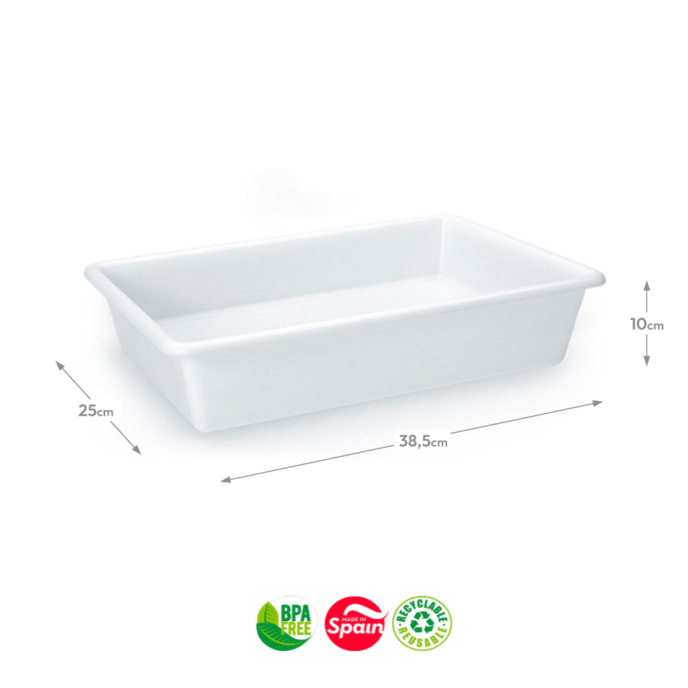 Tabuleiro Hotelaria 38,5x25x10cm 6L Branco